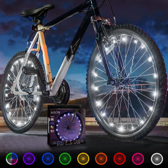 Picture of Activ Life Bike Light (2 Pack, White) Hot Gifts for Boys, Girls & Fun Ideas for Him and Her Presents - Popular Bicycle Wheel Accessories & Decorations for Bright Safety & Style LED Bulbs Night Rides