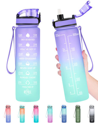 Picture of Enerbone 32 oz Water Bottle, Leakproof BPA & Toxic Free, Motivational Water Bottle with Times to Drink and Straw, Fitness Sports Water Bottle with Strap for Office, Gym, Outdoor Sports