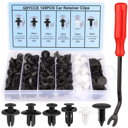 Picture of QIIYCCE-120PCS Car Clips,Plastic Rivets,6 Popular Sizes of Car Body Fixed Clip Bumpers,and Replacement Parts of Fenders are Applicable to Most Models