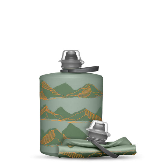 Picture of HydraPak Mountain Stow (500ml, 17oz) - Collapsible Water Bottle - Ultralight & Packable Travel Bottle, Flexible Ski, Hike, Bike or Climb Squeeze Flask - Sutro Green
