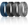 Picture of Egnaro Silicone Ring Men, Inner Arc Ergonomic Breathable Design, Mens Silicone Wedding Band 4 Rings / 1 Ring Rubber Wedding Bands, 9mm Wide-2.5mm Thick