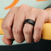Picture of Egnaro Silicone Ring Men, Inner Arc Ergonomic Breathable Design, Mens Silicone Wedding Band 4 Rings / 1 Ring Rubber Wedding Bands, 9mm Wide-2.5mm Thick