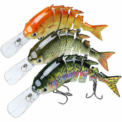 Picture of TRUSCEND Fishing Lures for Bass Trout Multi Jointed Swimbaits Slow Sinking Bionic Swimming Lures Bass Freshwater Saltwater Bass Lifelike Fishing Lures Kit (A6-3.9",0.49oz)