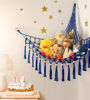 Picture of Stuffed Animal Toy Storage Hammock with LED Light-Macrame Jumbo Doll Room Organizer Mesh Decoration-Hanging Storage Nets Kids Bedroom(Blue Beads)