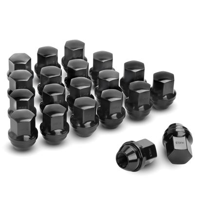 Picture of Dynofit M14×1.5 OEM Lug Nuts Fit Do-dge Bui-ck Cadi-llac Chry-sler TES-la 20× Black Nuts Hex 7/8'' Height 1.5'' Conical Cone Bulge Seat