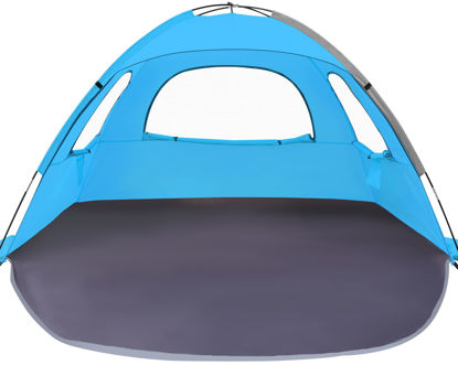 Picture of WhiteFang Beach Tent Anti-UV Portable Sun Shade Shelter for 4 Person, Extendable Floor with 3 Ventilating Mesh Windows Plus Carrying Bag, Stakes and Guy Lines (Blue)