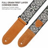 Picture of Nefelibata Guitar Strap,Double leather ends,Vintage Woven W/FREE BONUS-4 Picks+Strap Locks+Strap Button,Best Gift For Bass,Electric&Acoustic Guitars for Guitar(Vintage white green embroidery)