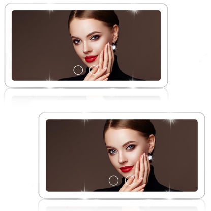 Picture of 2PCS Car Sun Visor Vanity Mirror,Big Led Car Mirror with 3 Light Modes & 80 LEDs,Rechargeable Car Makeup Mirror - Dimmable Touch Control,Car Light Up Mirror Universal for Car (Frosted White)