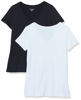 Picture of Amazon Essentials Women's Tech Stretch Short-Sleeve V-Neck T-Shirt (Available in Plus Size), Pack of 2, Black/White, Small