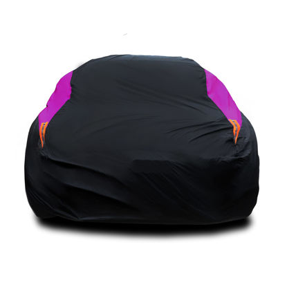 Picture of MORNYRAY Waterproof Car Cover All Weather Snowproof UV Protection Windproof Outdoor Full car Cover, Universal Fit for Sedan (Fit Sedan Length 194-206 inch, Purple)