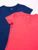 Picture of Amazon Essentials Women's Tech Stretch Short-Sleeve V-Neck T-Shirt (Available in Plus Size), Pack of 2, Bright Pink/Navy, Medium