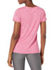 Picture of Amazon Essentials Women's Tech Stretch Short-Sleeve V-Neck T-Shirt (Available in Plus Size), Pack of 2, Charcoal Heather Space Dye/Raspberry Red Space Dye, Large