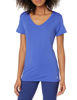 Picture of Amazon Essentials Women's Tech Stretch Short-Sleeve V-Neck T-Shirt (Available in Plus Size), Pack of 2, Bright Blue/Black, Medium