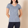 Picture of Amazon Essentials Women's Tech Stretch Short-Sleeve V-Neck T-Shirt (Available in Plus Size), Pack of 2, Black Heather/Navy Heather, Small