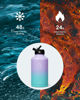 Picture of BUZIO 64oz Insulated Water Bottle Stainless Steel Double Wall Leak Proof Half Gallon with Straw Lid and Flex Cap (Cold for 48 Hrs) Sports Flask Metal Travel Mug for Hiking, Camping, Purple Green