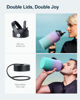 Picture of BUZIO 64oz Insulated Water Bottle Stainless Steel Double Wall Leak Proof Half Gallon with Straw Lid and Flex Cap (Cold for 48 Hrs) Sports Flask Metal Travel Mug for Hiking, Camping, Purple Green