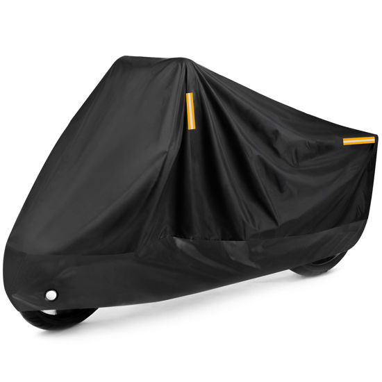 Picture of Puroma Motorcycle Cover, 105'' XX-Large Heavy Duty Motorcycle Cover, Electric Bike Cover Waterproof Outdoor Indoor Scooter with 4 Reflective Strips for Harley Davidson, Honda, Suzuki, Kawasaki, Yamaha