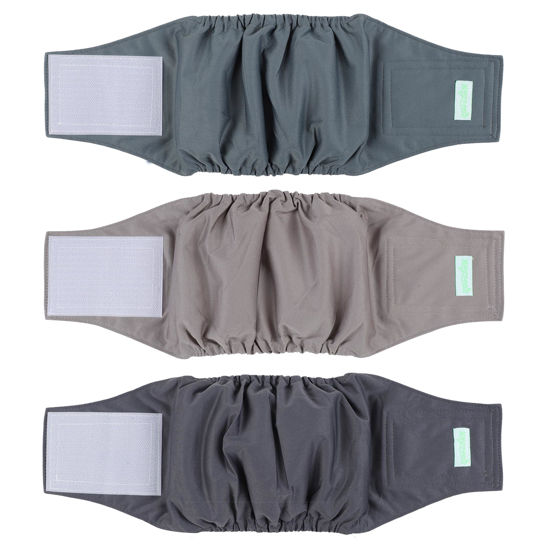 Picture of wegreeco Washable Male Dog Belly Band (Stylish Pattern)- Pack of 3 - Washable Male Dog Belly Wrap, Dog Diapers Male (Morandi, X-Large)