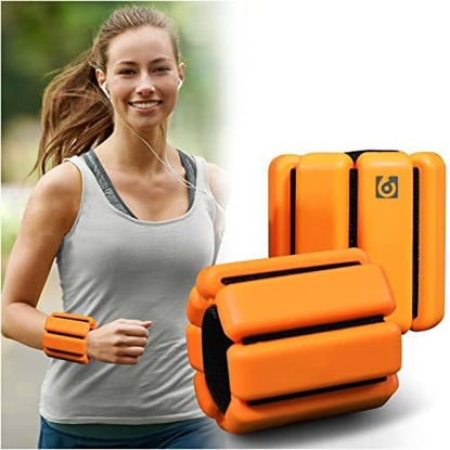 Picture of 66FIT Wrist Ankle Weights Set of 2 (1Lb Each) Adjustable Ankle Weights for Women Men Kids Increase Training Intensity Wrist Weights Sets for Women Strength Training Running Yoga Pilates(Orange)