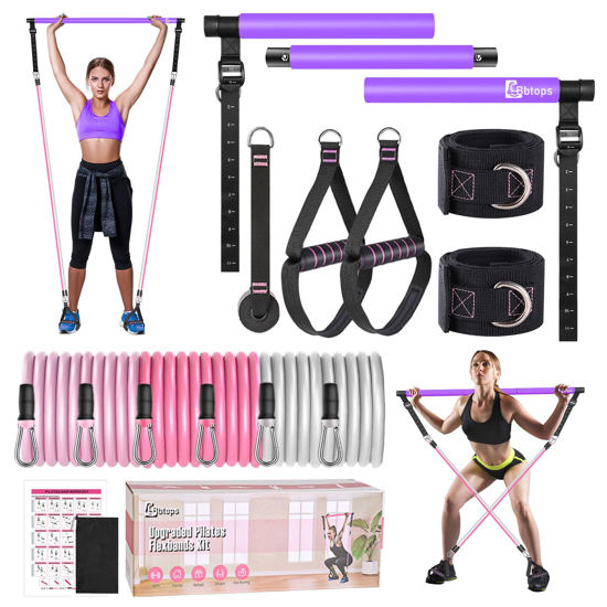 Picture of Bbtops Pilates Bar Kit with Resistance Bands,Pilates Flexbands Kit Exercise Fitness Equipment for Women & Men Home Gym Yoga Pilates,Multifunctional Pilates Bar Full Body Workout Equipment Purple