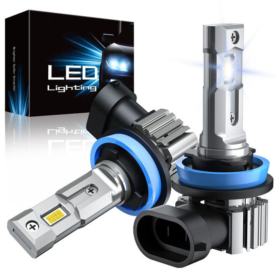 Picture of RCJ H11 Bulbs, H8 H9 H16 Lights 60W 16000LM Fog Light Bulbs, 6000K Cool White, with 12000 RPM Cooling Fan, Plug and Play, Pack of 2