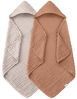 Picture of Spotted Play 2 Pack Hooded Baby Towels - 100% Muslin Cotton for Newborns, Infants, Toddlers - Large 32x32 Inch Size - Highly Absorbent and Essential for Newborn Care, Light Bean Paste