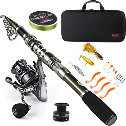Picture of Sougayilang Fishing Rod Combos with Telescopic Fishing Pole Spinning Reels Fishing Carrier Bag for Travel Saltwater Freshwater Fishing-2.4M/7.87FT