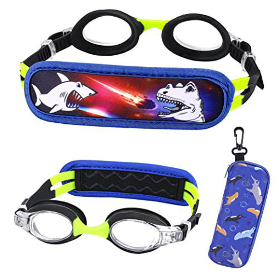 Picture of RUIGAO Kids Swim Goggles Age 2-6, Toddler Goggles No Hair Pull, Child Goggles Padded HeadBand (1PK Goggles-Shark)