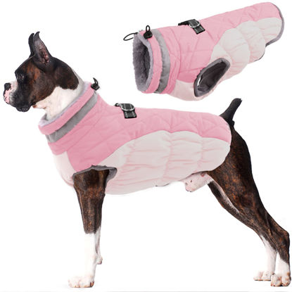 Picture of Lelepet Warm Dog Winter Coat Dog Coat Dog Cold Weather Coats Windproof Reflective Turtleneck Fleece Dog Jacket with Harness Thick Dog Fleece Vest XXLarge Dog Coat Dog Coats for Small Medium Large Dog