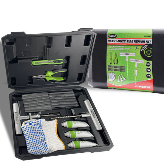 Picture of Slime 20503 Flat Tire Repair Reamer Plugger Kit, Heavy Duty, Universal, Complete 40 Piece Plug Kit