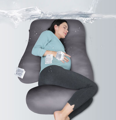 Picture of MOON PARK Pregnancy Pillows for Sleeping - U Shaped Full Body Maternity Pillow with Removable Cover - Support for Back, Legs, Belly, HIPS - 57 Inch - Dark Grey - Cooling Cover