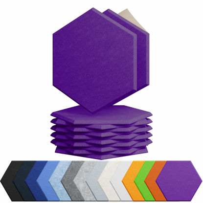 Picture of Amantech 12 Pack Acoustic Panels Self Adhesive Sound Proof Foam, High Density Sound Acoustic Panel, 12X10.23X0.4 Inch Hexagon Panels in Home, Office, Reccording Room, Studio,and more(Violet)