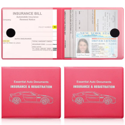 Picture of UYYE Car Registration and Insurance Card Documents Holder 2-Pack,Car Interior Accessories for Car,Truck,SUV and Other Vehicle, Case Wallet for Car Documents Organizer (Rose)