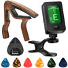 Picture of Guitar Capo, Guitar Picks, Guitar Accessories with Guitar Tuner, Capo for Acoustic Guitar, Bass, Buzzing-Free, Quick Release, Guitar Tuner Clip on for Guitar, Violin, Bass, Ukulele Chromatic, Rosewood