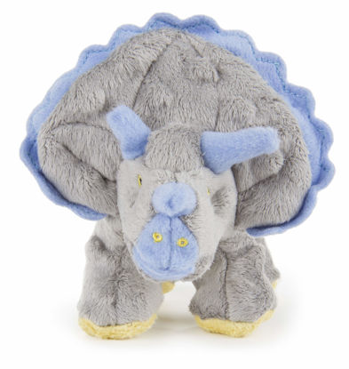 Picture of goDog Dinos Frills Squeaky Plush Dog Toy, Chew Guard Technology - Gray, Small