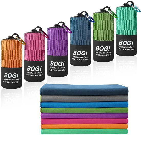 Picture of BOGI Microfiber Travel Sports Towel-Quick Dry Towel, Soft Lightweight Microfiber Camping Towel Absorbent Compact Travel Towel for Camping Gym Beach Yoga Swimming Backpacking (S:16''x32'',2Pcs-Hpink)