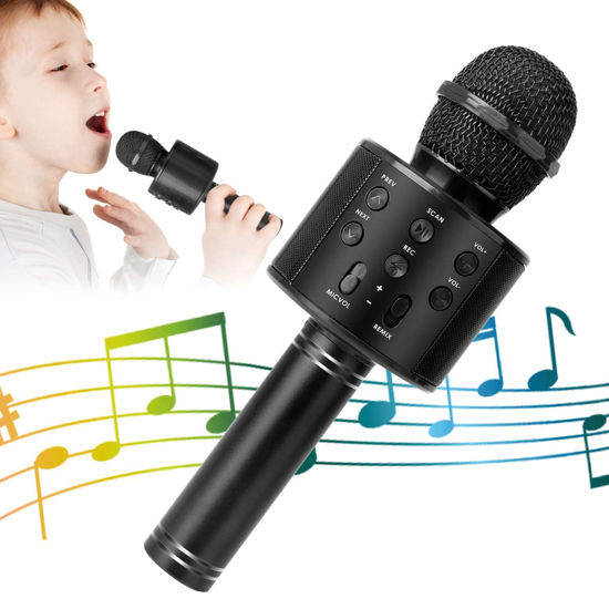 Picture of KIDWILL Wireless Bluetooth Karaoke Microphone for Kids and Adults, 5-in-1 Portable Handheld Karaoke Mic Speaker Player Recorder with Adjustable Remix FM Radio for Girls Boys Teens Adults