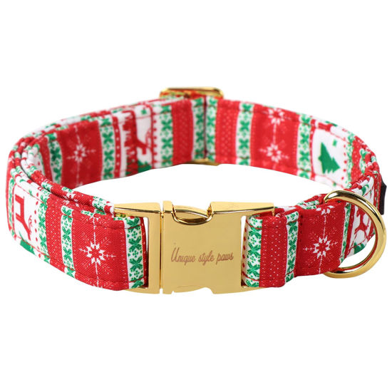 Picture of Unique style paws Christmas Dog Collar Metal Buckle Christmas Tree Puppy Collar Gift Durable Cute Collar for Small Medium Large Boys Girls Dogs