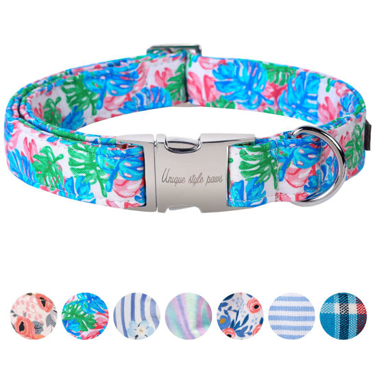 Picture of Unique style paws Dog Collar Metal Buckle Painting Banana Leaves Collar Gift Durable Cute Collar for Small Medium Large Boys Girls Dogs