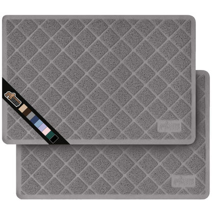 Picture of The Original Gorilla Grip Water Resistant Cat Litter Box Trapping Mat 2 Pack, 35x23, Easy Clean, Textured Backing, Traps Mess for Cleaner Floors, Less Waste, Stays in Place for Cats, Gray
