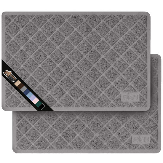 Picture of The Original Gorilla Grip Water Resistant Cat Litter Box Trapping Mat 2 Pack, 35x23, Easy Clean, Textured Backing, Traps Mess for Cleaner Floors, Less Waste, Stays in Place for Cats, Gray