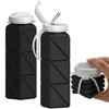 Picture of BEAUTAIL Collapsible Water Bottles with Straw, Silicone Foldable Portable Water Bottle 610ml Lightweight Reusable Leakproof for Travel Camping Hiking Cycling Yoga Sports, 1 Pack (Black)