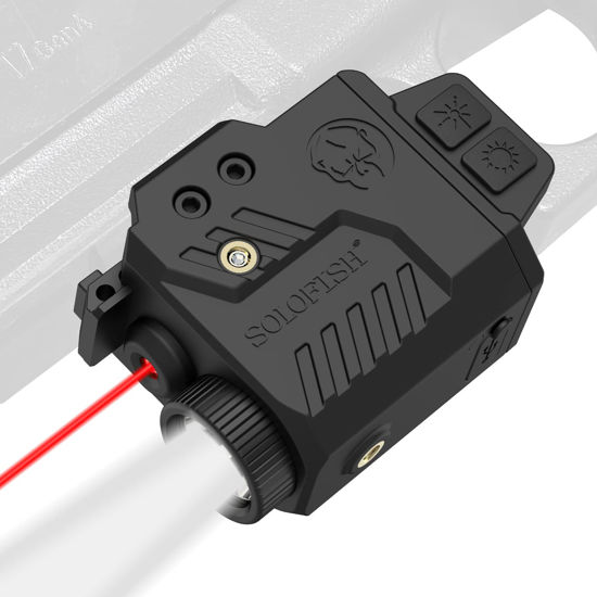 Picture of Solofish 700 Lumens Adjustable Pistol Light Laser Combo, Strobe Function Red Laser and Tactical Light Fits for Full Size & Compact Guns with Rail