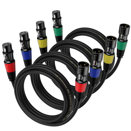 Picture of EBXYA XLR Cables 3ft 4-Packs - Standard XLR Male to Female Microphone Cable with 3-Pin Balanced Shielded XLR Speaker Cable