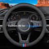 Picture of Deer Route Custom-Fit for Volkswagen Steering Wheel Cover, Premium Leather Car Steering Wheel Cover with Logo, Non-Slip, Breathable, for Volkswagen Accessories (D-Style,for Volkswagen)