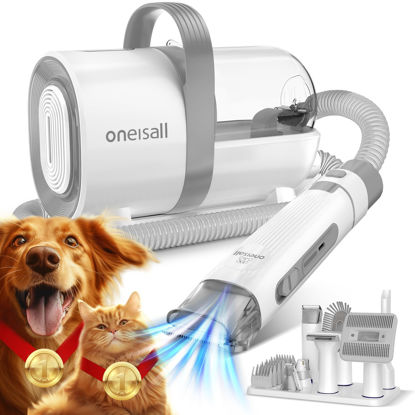Picture of oneisall Dog Hair Vacuum & Dog Grooming Kit, Pet Grooming Vacuum with Pet Clipper Nail Grinder, 1.5L Dust Cup Dog Brush Vacuum with 7 Pet Grooming Tools for Shedding Pet Hair, Home Cleaning