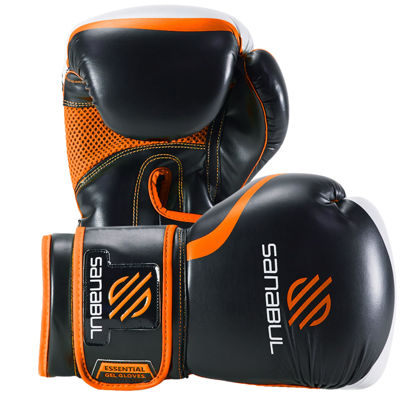 Picture of Sanabul Essential Gel Boxing Gloves | Kickboxing Gloves for Men & Women | Boxing Training & Sparring Gloves Muay Thai and Heavy Bag Training Black/Orange 8 oz