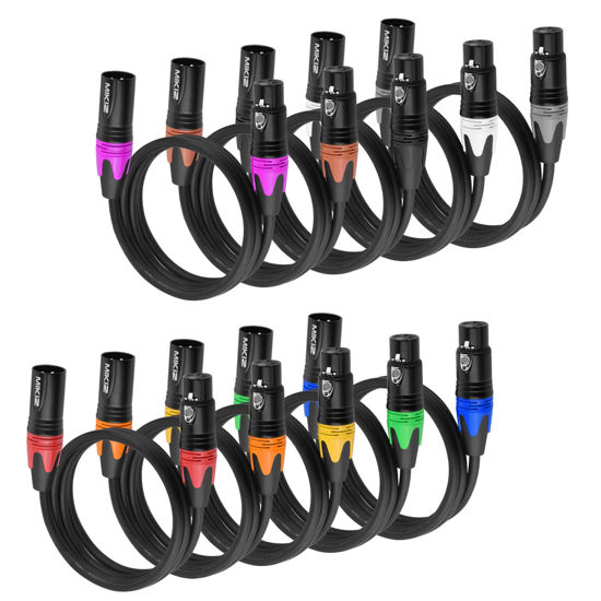 Picture of MIKIZ XLR Cables for Microphone 25 Feet 10 Pack - Pro Balanced XLR Patch Audio Cables 3-Pin XLR Male to Female