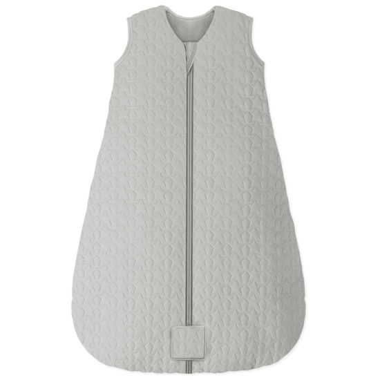 Picture of Unnivoll Baby Sleep Sack 0-6 Months TOG 2.5 Winter Baby Wearable Blanket, 100% Cotton Fabric Newborn Infant Sleeping Sack 2-Way Zipper Quilted Baby Sleep Bag, Warm Soft Grey