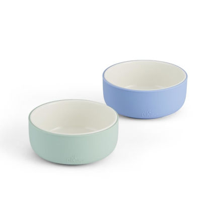 Picture of Elk and Friends Kids Porcelain Bowls with Silicone Sleeve | Kids/Toddler/Baby Feeding | Microwave & Dishwasher Safe | Non slip | Cereal/Soup/Snack Dishes & Dinnerware